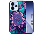 Coque noire taperso pour OPPO Reno 15 et F FS 5G avec motif tropical mandala et fleur violet protection antichoc personnalisée