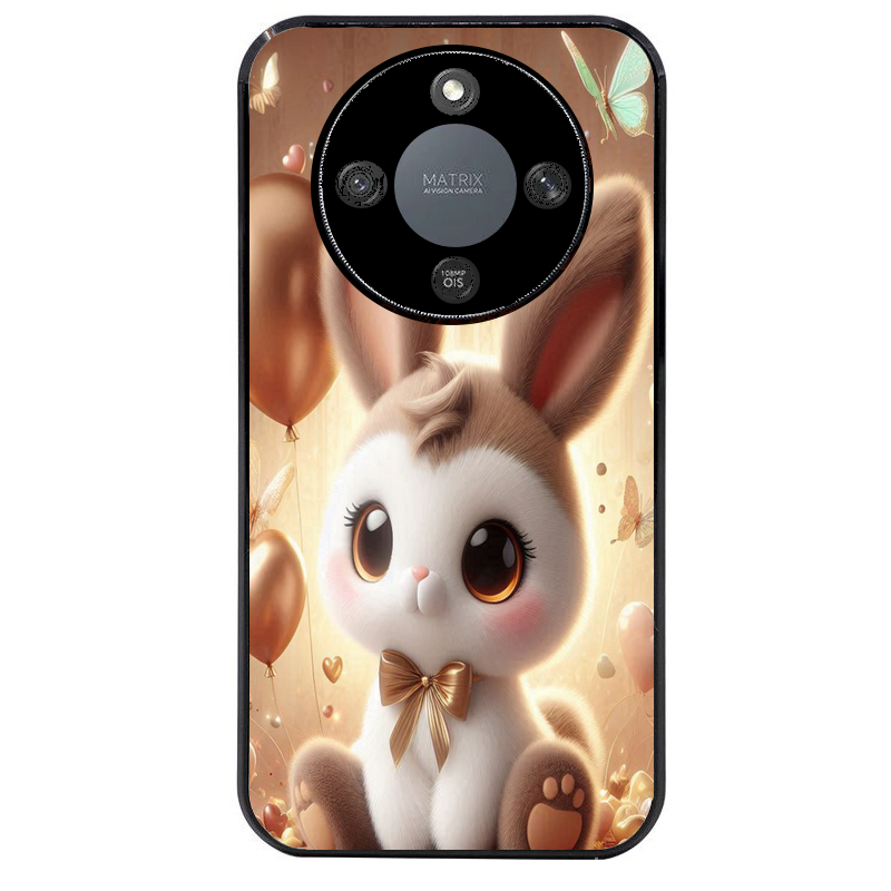 Coque noire taperso pour Honor X9A avec motif lapin ballon protection antichoc personnalisée