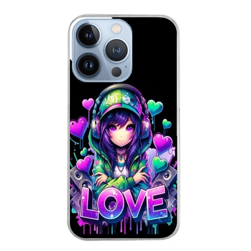 Coque taperso pour Iphone 14 et PRO PLUS PRO MAX avec motif anime manga et love protection antichoc personnalisée