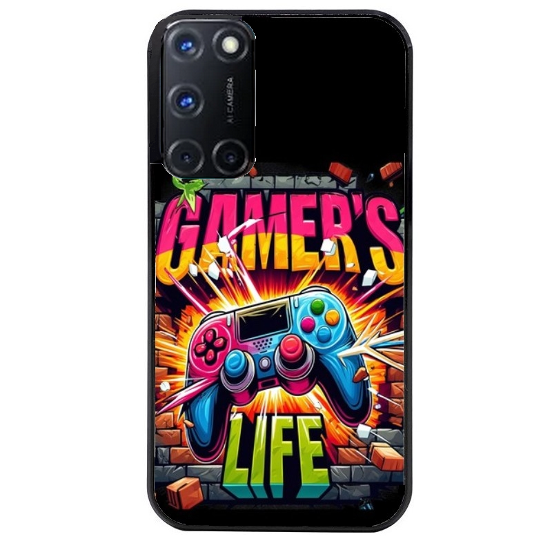 Coque noire taperso pour OPPO Reno 8 LITE avec motif gamer life protection antichoc personnalisée