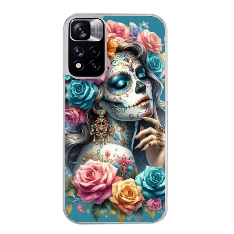 Coque taperso pour Redmi Note 12 4G 5G PRO 4G avec motif tete de mort calavera bleu protection antichoc personnalisée
