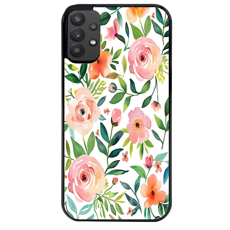 Coque noire taperso pour galaxy A22 A32 A52 A52S 4G 5G  avec motif fleur des champs protection antichoc personnalisée