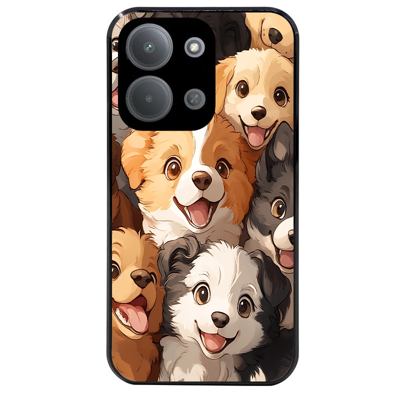 Coque noire taperso pour POCO C85 avec motif chien smile protection antichoc personnalisée