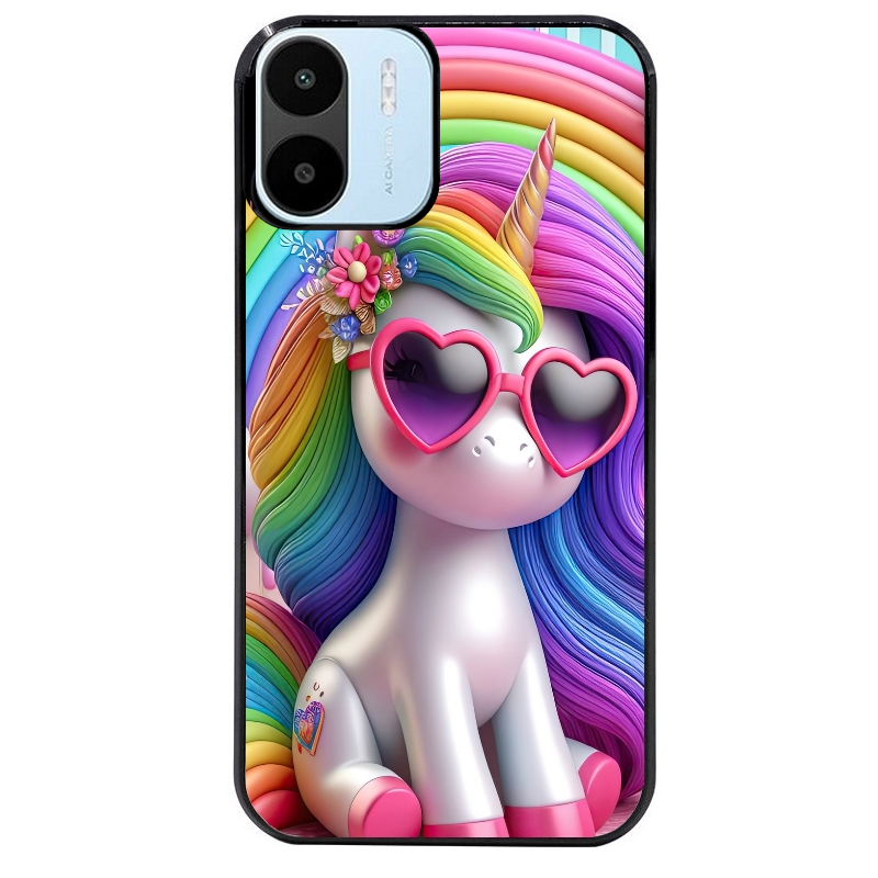 Coque noire taperso pour Redmi A1 et A2 avec motif licorne pop art protection antichoc personnalisée