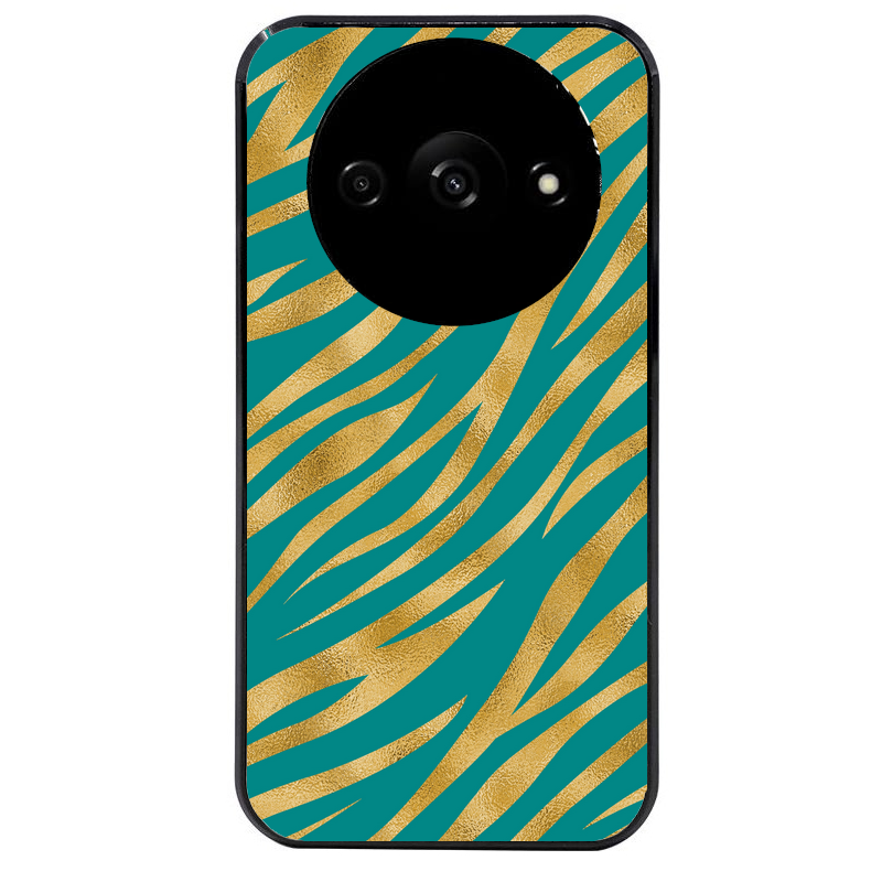 Coque noire taperso pour Redmi A3 avec motif zebre vert protection antichoc personnalisée