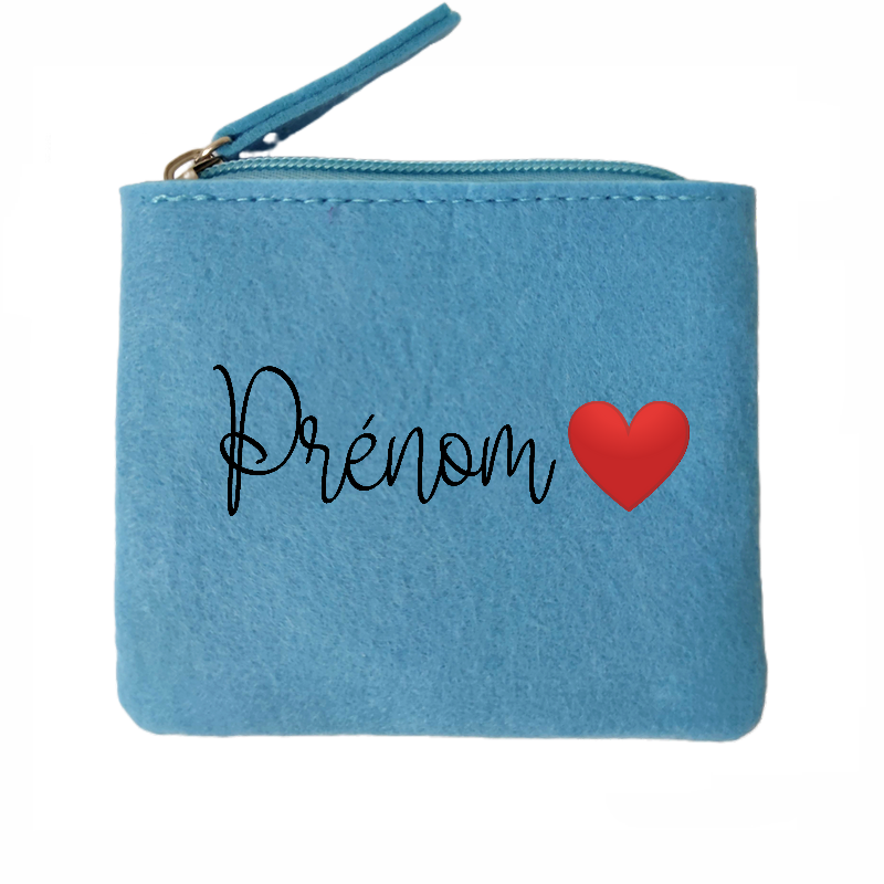 Porte monnaie avec votre prenom love en feutrine en feutrine