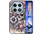 Coque noire taperso pour Redmi Note 15 et PRO PLUS 4G 5G avec motif tete de mort pastel protection antichoc personnalisée