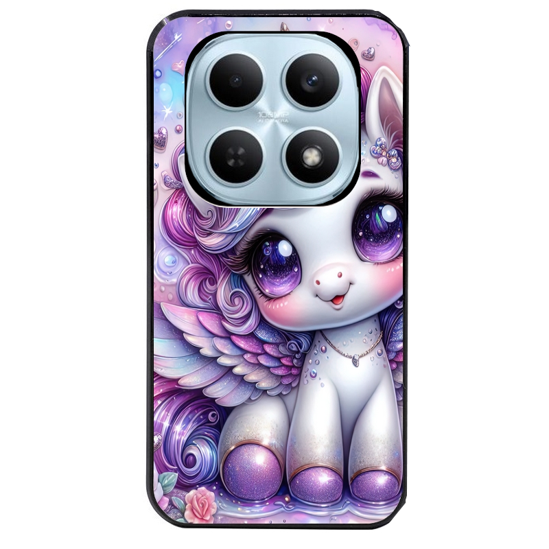 Coque noire taperso pour POCO M8 5G et PRO 5G avec motif licorne violette protection antichoc personnalisée