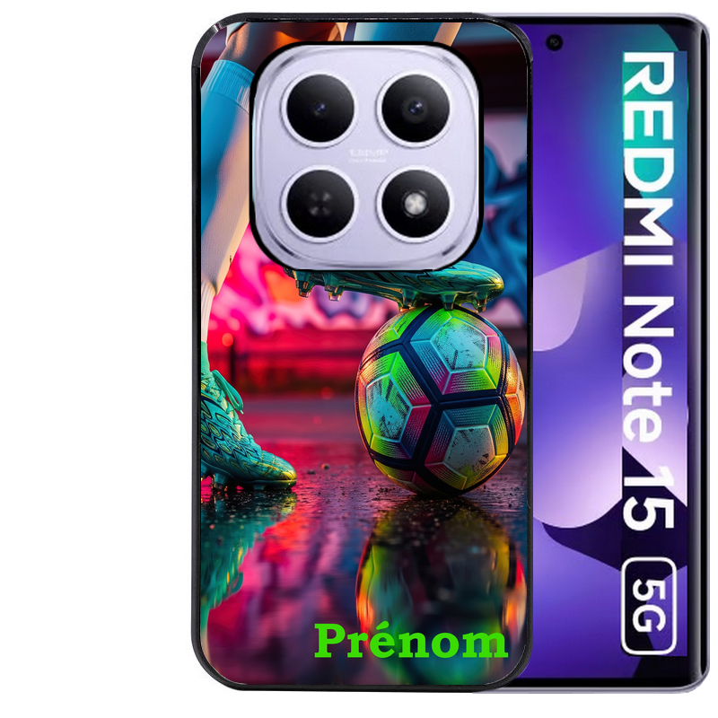 Coque noire taperso pour Redmi Note 15 et PRO PLUS 4G 5G avec motif foot controle personnalisee protection antichoc personnalisée
