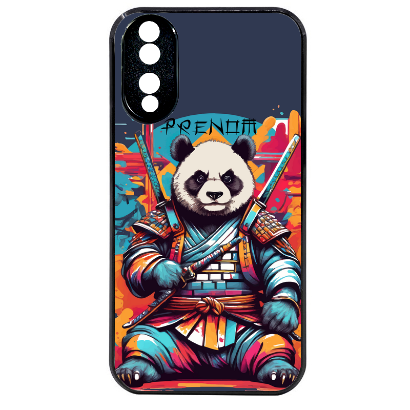 Coque noire taperso pour Honor 70 LITE 90 et LITE avec motif panda katana personnalisee protection antichoc personnalisée