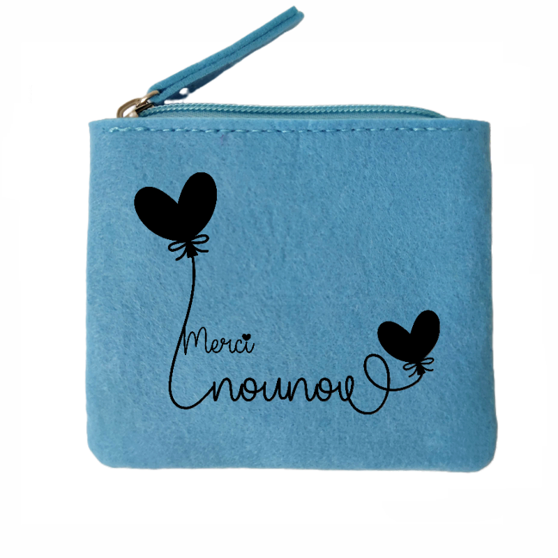 Porte monnaie merci nounou en feutrine en feutrine