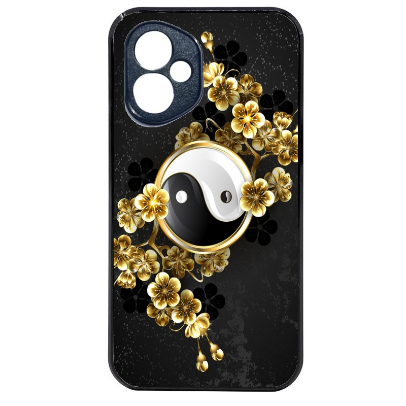 Coque noire taperso pour Honor 400 et Lite Pro Smart avec motif yin yang et fleur protection antichoc personnalisée
