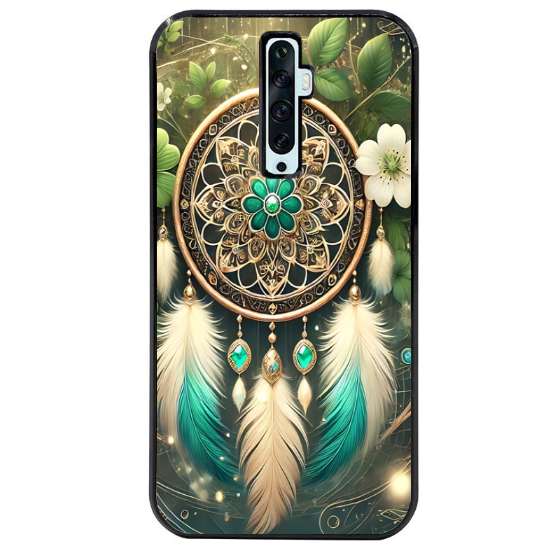 Coque noire taperso pour OPPO Reno 2 et 2Z avec motif dreamcatcher talisman protection antichoc personnalisée