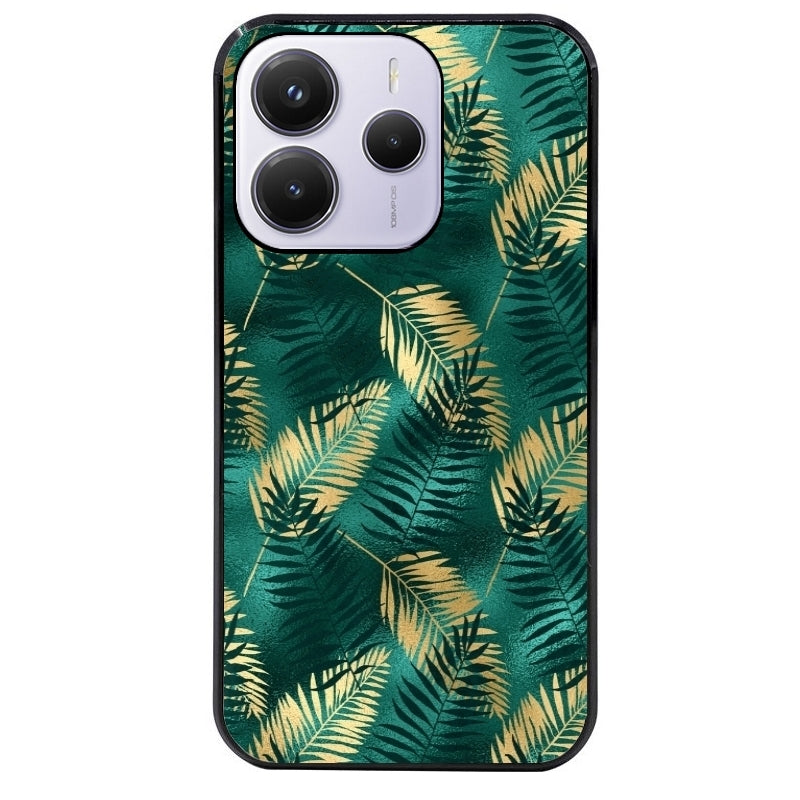Coque noire taperso pour Redmi Note 14 et PRO PLUS 4G 5G avec motif palmier vert protection antichoc personnalisée