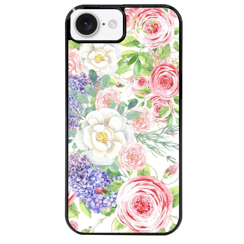 Coque noire taperso pour Iphone 17 17E AIR MAX PRO avec motif fleur couleur pastel protection antichoc personnalisée