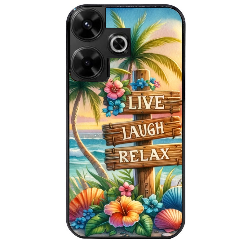 Coque noire taperso pour POCO M6 4G avec motif tropical vacances protection antichoc personnalisée