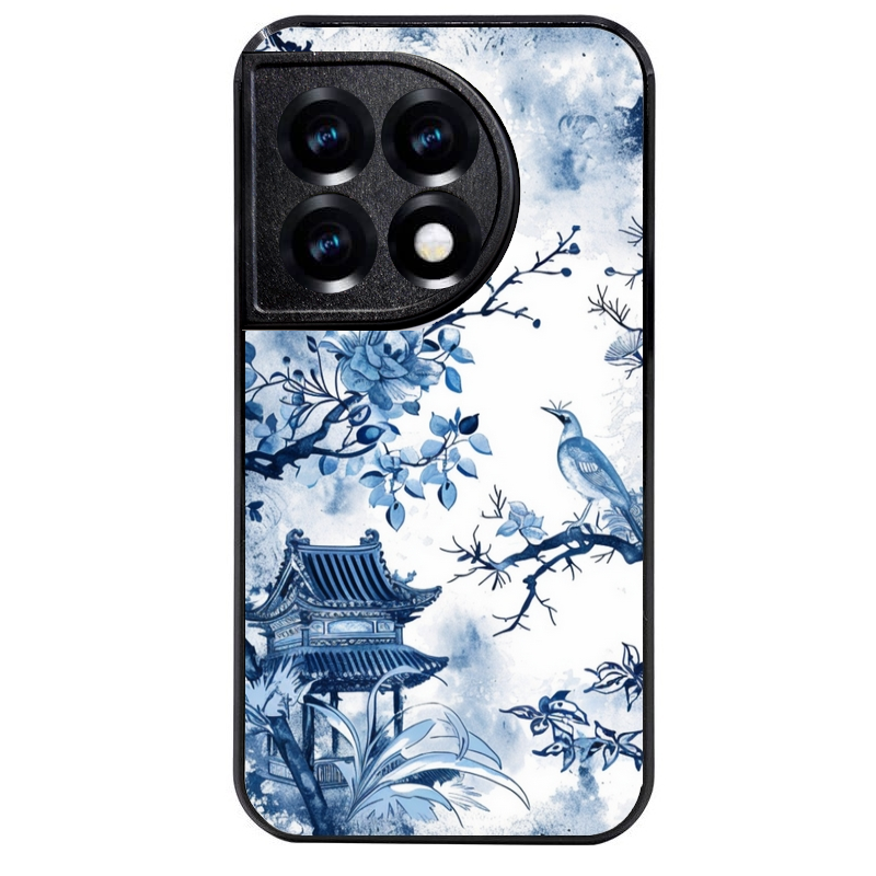 Coque noire taperso pour OnePlus 11 et 12 avec motif japan art protection antichoc personnalisée