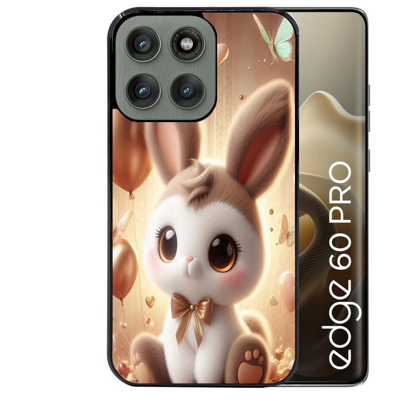 Coque noire taperso pour Moto Edge 60 et Neo Fusion Pro avec motif lapin ballon protection antichoc personnalisée