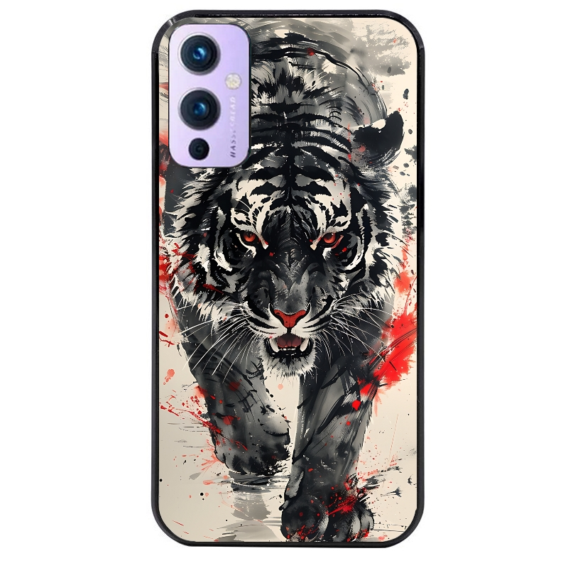 Coque noire taperso pour OnePlus 9 et 9 PRO avec motif tigre japan protection antichoc personnalisée