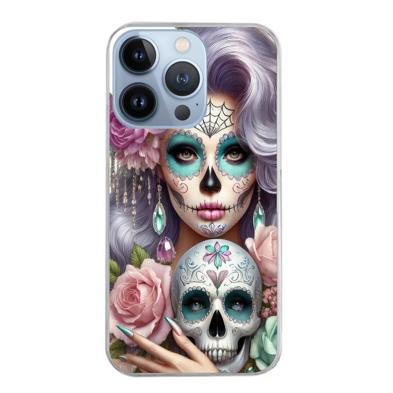 Coque taperso pour Iphone 12 et PRO MINI PRO MAX avec motif tete de mort calavera bijoux protection antichoc personnalisée