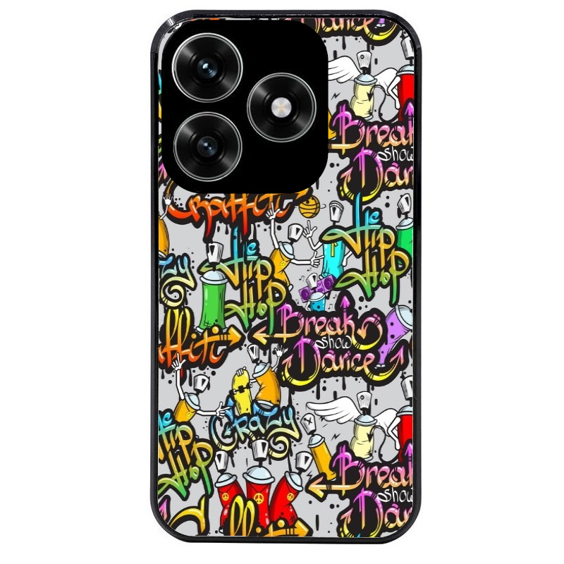 Coque noire taperso pour Honor X6B X5C X5C PLUS avec motif tag et graffiti protection antichoc personnalisée