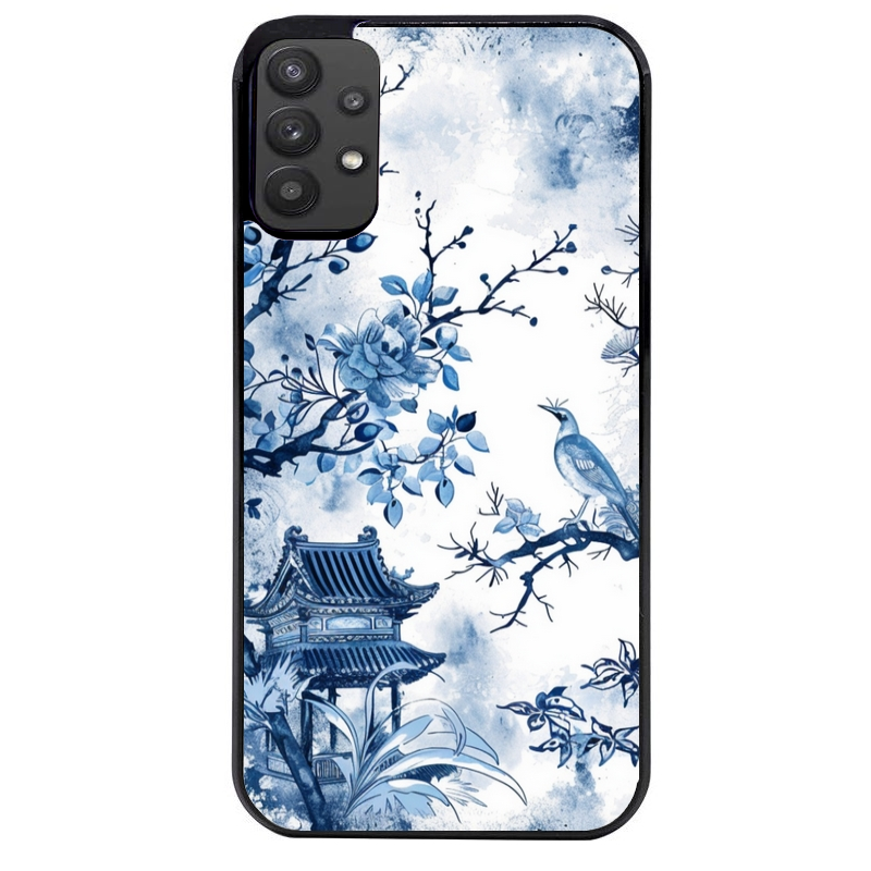 Coque noire taperso pour galaxy A22 A32 A52 A52S 4G 5G  avec motif japan art protection antichoc personnalisée