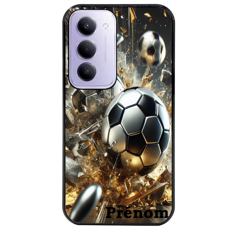 Coque noire taperso pour Redmi 15 4G et 5G avec motif foot metal personnalisee protection antichoc personnalisée