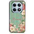 Coque noire taperso pour POCO M8 5G et PRO 5G avec motif bois et fleur avec votre prenom protection antichoc personnalisée