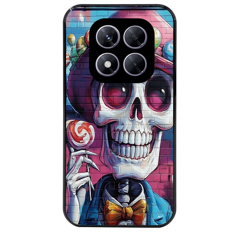Coque noire taperso pour Redmi Note 14 et PRO PLUS 4G 5G avec motif tete de mort tag protection antichoc personnalisée