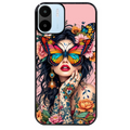 Coque noire taperso pour Redmi A1 et A2 avec motif femme papillon protection antichoc personnalisée