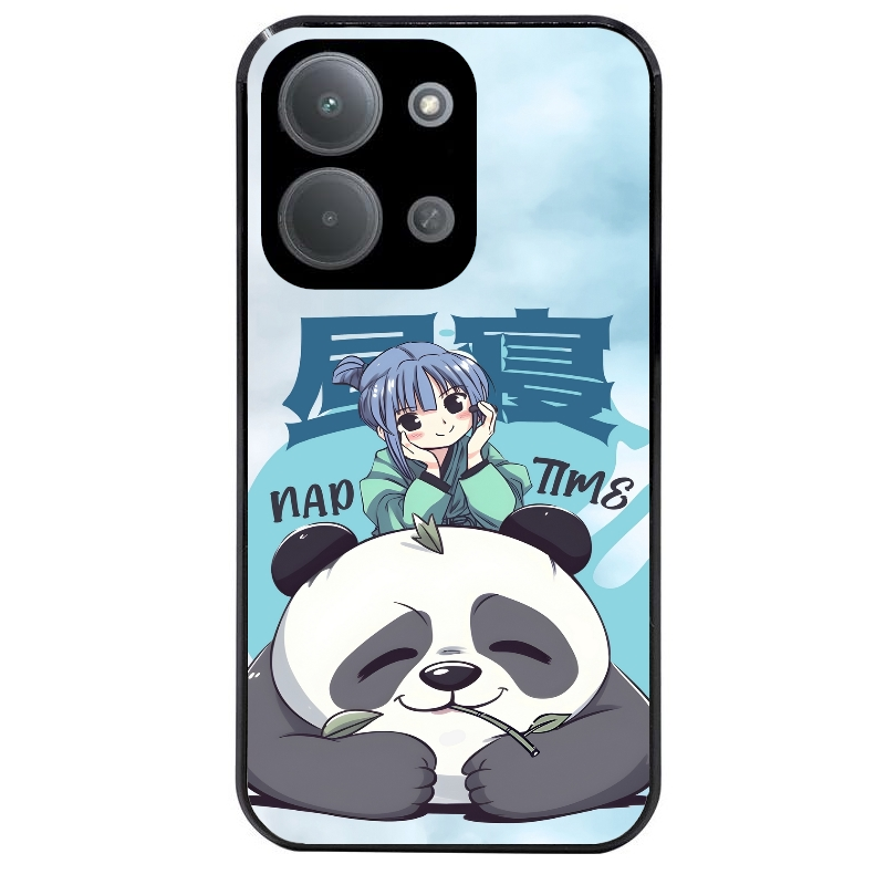 Coque noire taperso pour POCO C85 avec motif panda anime protection antichoc personnalisée