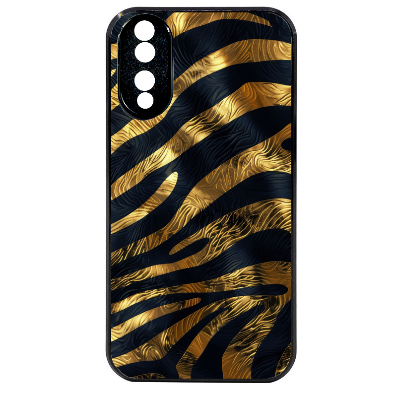 Coque noire taperso pour Honor 70 LITE 90 et LITE avec motif zebre gold protection antichoc personnalisée