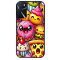 Coque noire taperso pour OPPO A16 et A16S avec motif anime donut kawaii protection antichoc personnalisée