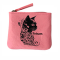 Porte monnaie personnalisé chat plume en feutrine en feutrine