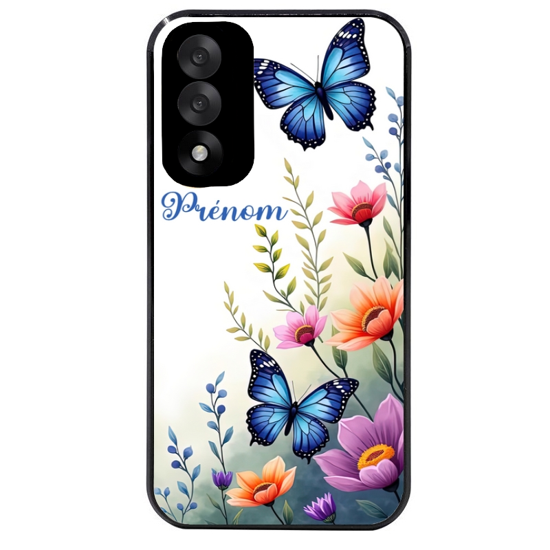 Coque noire taperso pour OnePlus Nord 5 avec motif papillon prenom personnalisee protection antichoc personnalisée