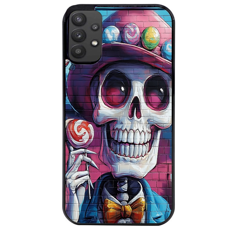 Coque noire taperso pour galaxy A22 A32 A52 A52S 4G 5G  avec motif tete de mort tag protection antichoc personnalisée