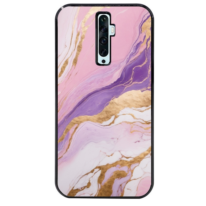 Coque noire taperso pour OPPO Reno 2 et 2Z avec motif marbre violet protection antichoc personnalisée