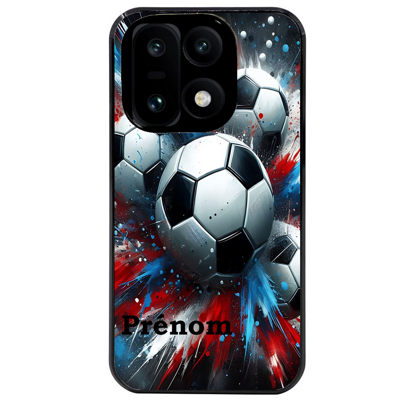 Coque noire taperso pour OnePlus 15 avec motif foot tricolore personnalisee protection antichoc personnalisée