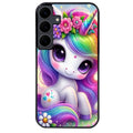 Coque noire taperso pour galaxy A06 A16 A26 A36 A56 avec motif licorne et fleurs protection antichoc personnalisée