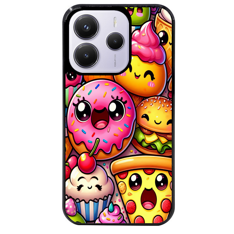 Coque noire taperso pour Redmi Note 14 et PRO PLUS 4G 5G avec motif anime donut kawaii protection antichoc personnalisée