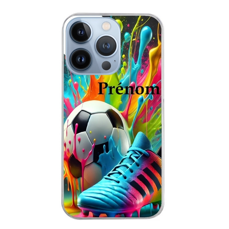 Coque taperso pour Iphone 11 et PRO PRO MAX avec motif foot color personnalisee protection antichoc personnalisée