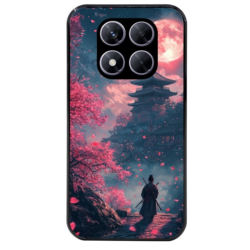 Coque noire taperso pour Redmi Note 14 et PRO PLUS 4G 5G avec motif samourai cerisier protection antichoc personnalisée