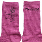 Chaussettes personnalisées paillettes rose motif casse pied