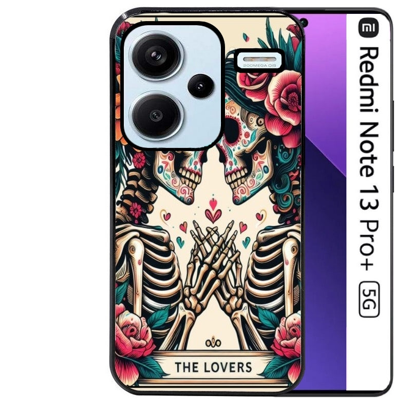 Coque noire taperso pour Redmi Note 13 PRO PLUS 5G avec motif tete de mort lovers protection antichoc personnalisée