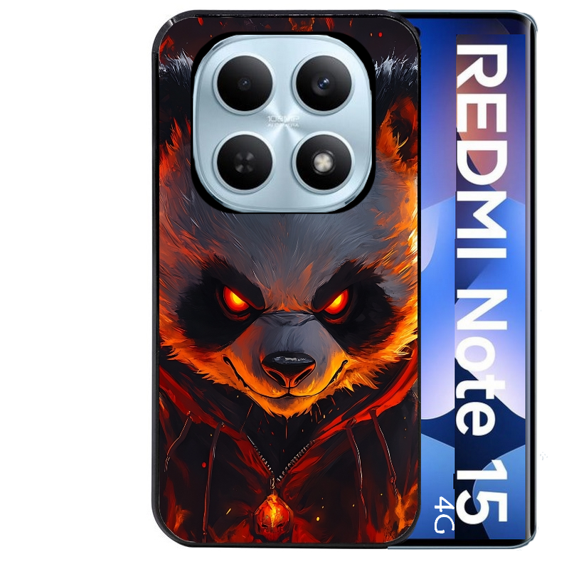 Coque noire taperso pour Redmi Note 15 et PRO PLUS 4G 5G avec motif panda very angry protection antichoc personnalisée