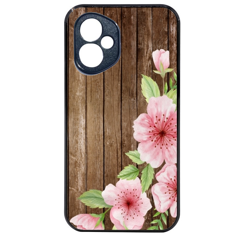 Coque noire taperso pour Honor 400 et Lite Pro Smart avec motif bois avec fleur rose protection antichoc personnalisée