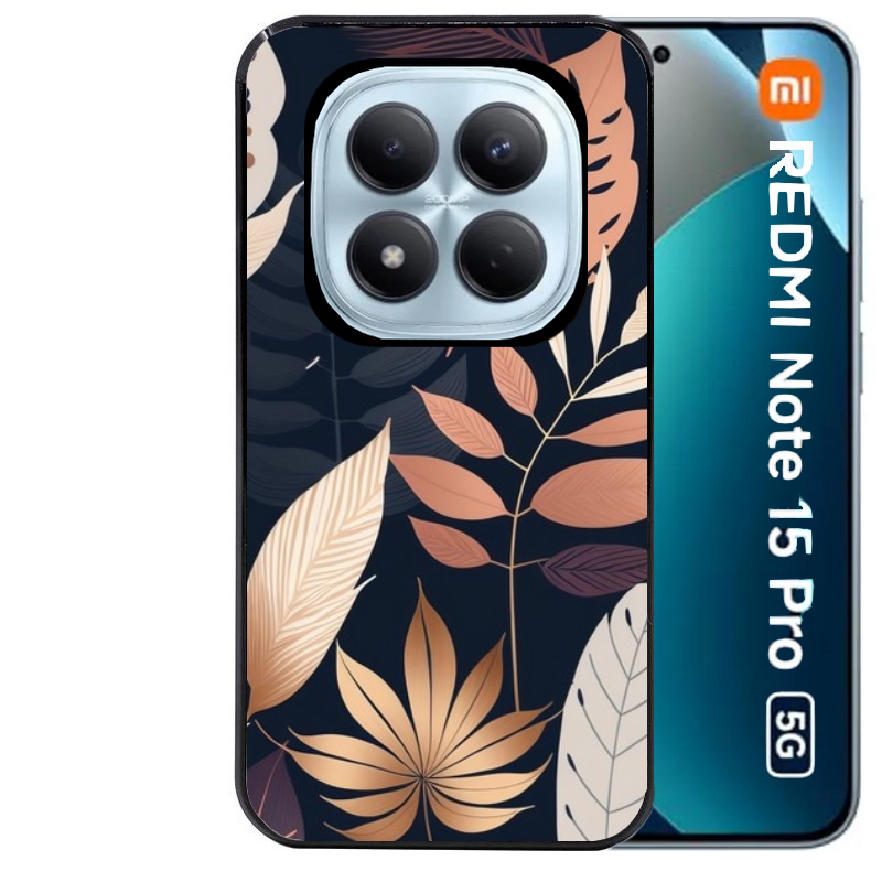 Coque noire taperso pour Redmi Note 15 et PRO PLUS 4G 5G avec motif jungle et feuilles protection antichoc personnalisée