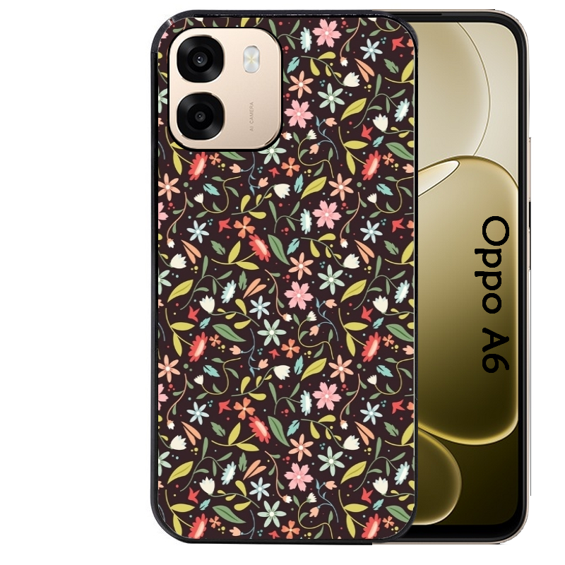 Coque noire taperso pour OPPO A6 A6X 4G et 5G avec motif petites feurs multicolores protection antichoc personnalisée
