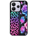 Coque noire taperso pour Redmi Note 14 et PRO PLUS 4G 5G avec motif leopard et fleur protection antichoc personnalisée