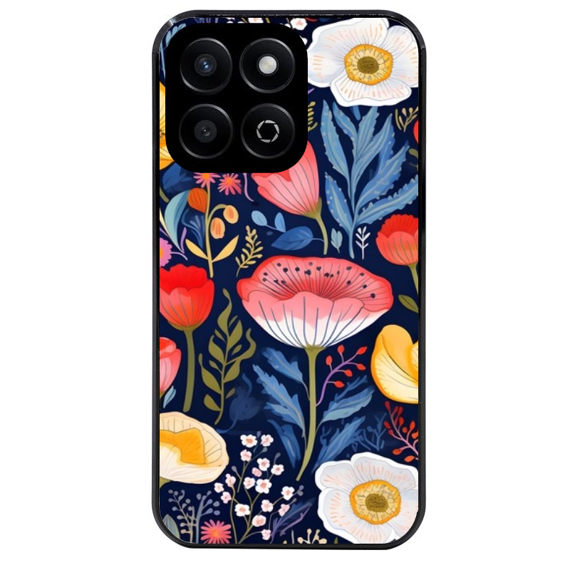 Coque noire taperso pour Honor 70 LITE 90 et LITE avec motif fleur coquelicot protection antichoc personnalisée